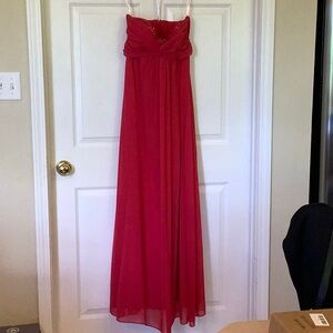 David’s Bridal Elegant Cherry (Hot Pink) Strapless Gown, Sz 2
